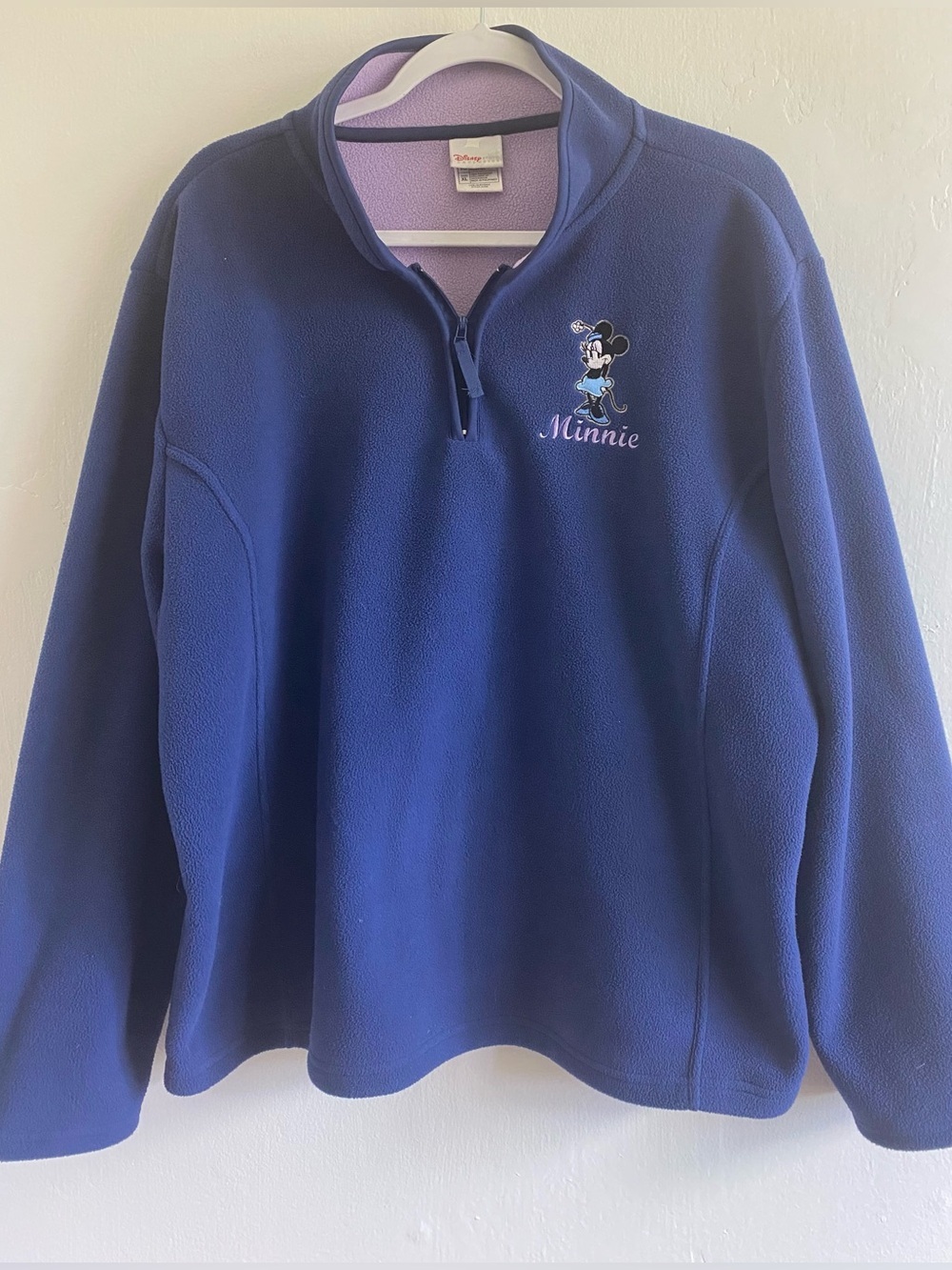 Disney Store Vintage Minnie Fleece quarter zip Sweater Size XL 90s Y2K
